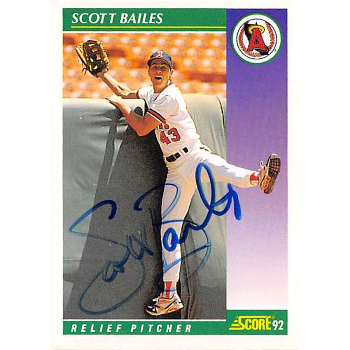 365541 Scott Bailes Autographed Baseball Card - 1992 Score No. 331