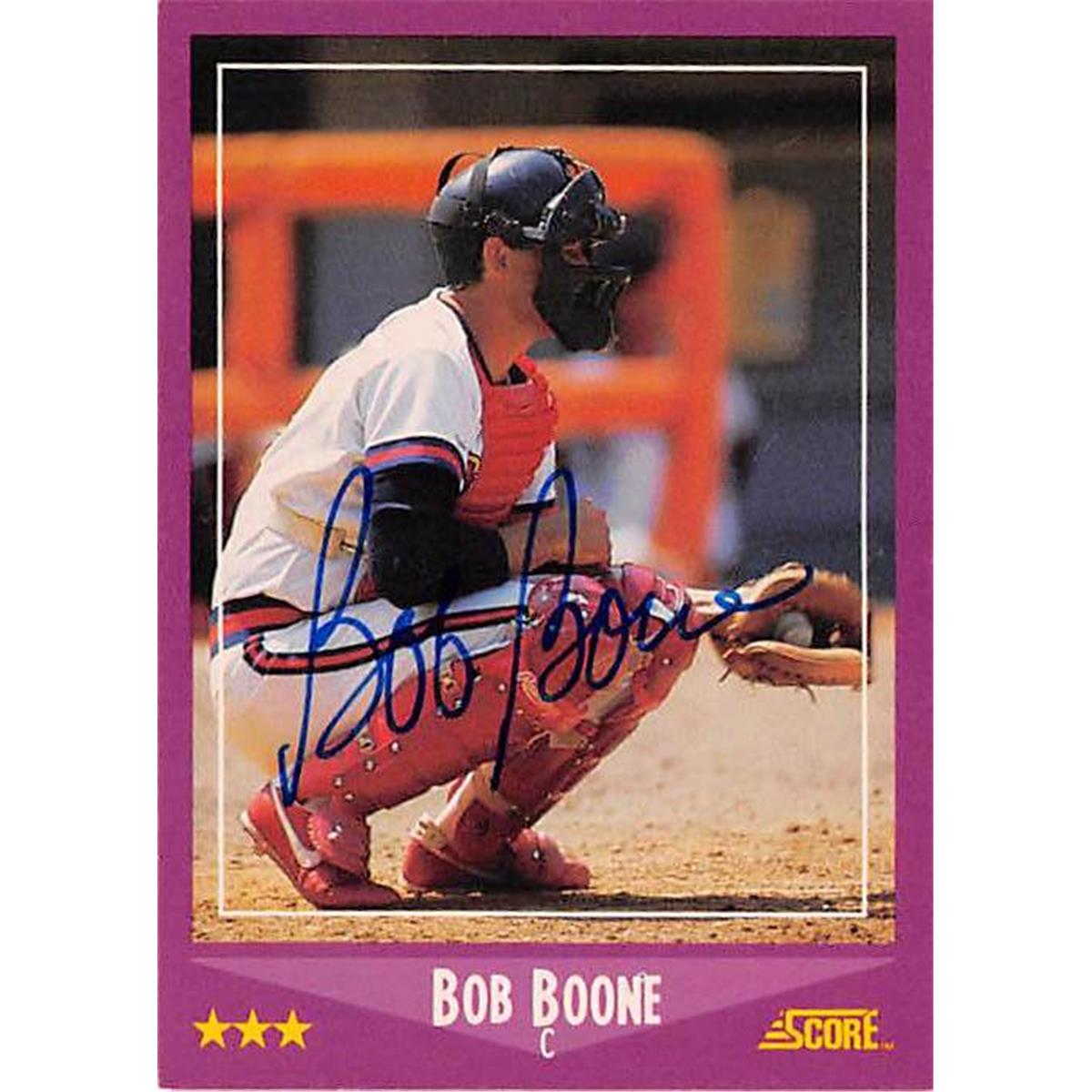 365562 Bob Boone Autographed Baseball Card - 1988 Score No. 63