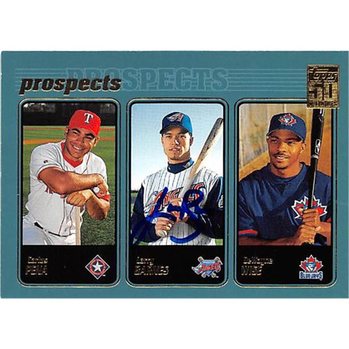 365596 Larry Barnes Autographed Baseball Card - 2001 Topps No. 731
