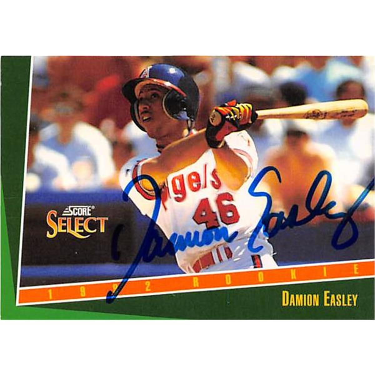 365721 Damion Easley Autographed Baseball Card - 1993 Score Select No. 328