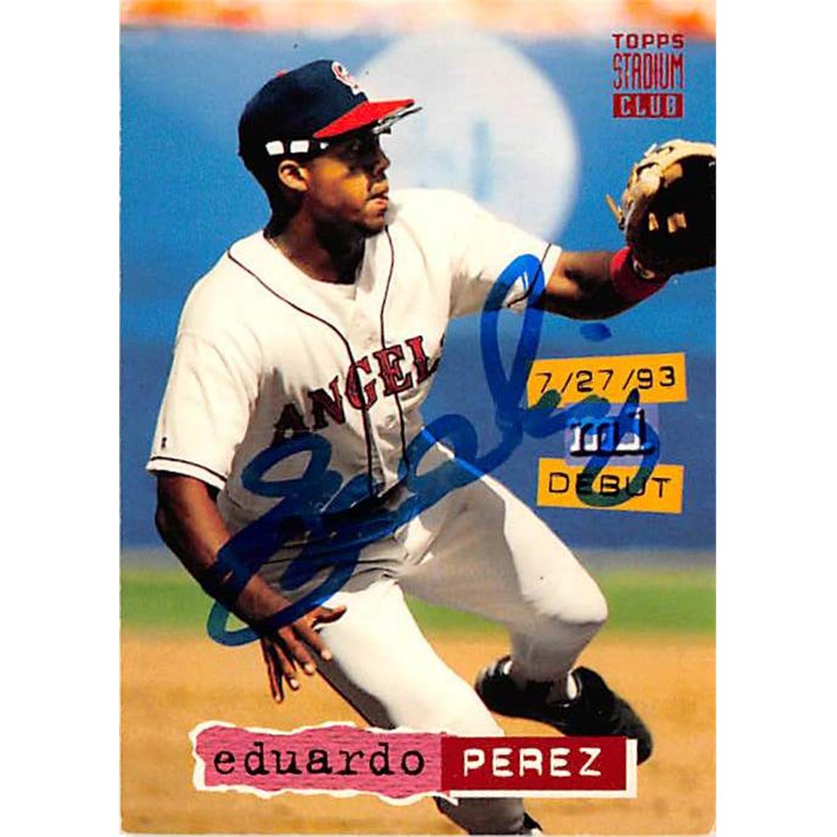 Picture of Autograph Warehouse 366120 Eduardo Perez Autographed Baseball Card - 1994 Topps Stadium Club No. 189