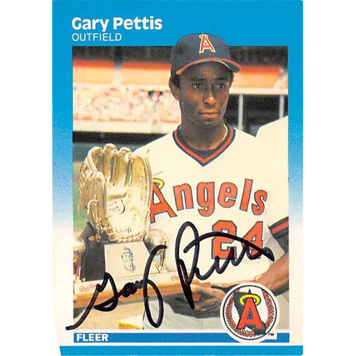366141 Gary Pettis Autographed Baseball Card - 1987 Fleer No. 90