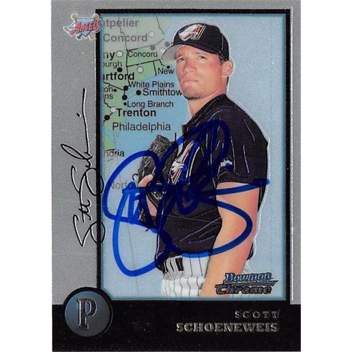 Picture of Autograph Warehouse 366231 Scott Schoeneweis Autographed Baseball Card - 1998 Topps Bowman Chrome No. 126 Hometown