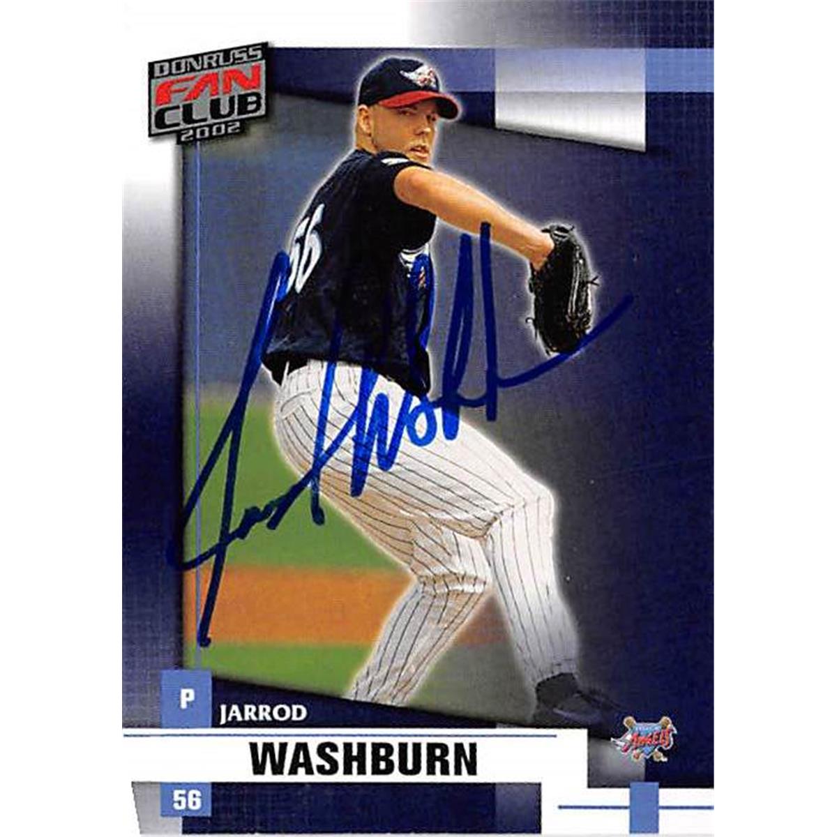 Picture of Autograph Warehouse 366342 Jarrod Washburn Autographed Baseball Card - 2002 Donruss Fan Club No. 43