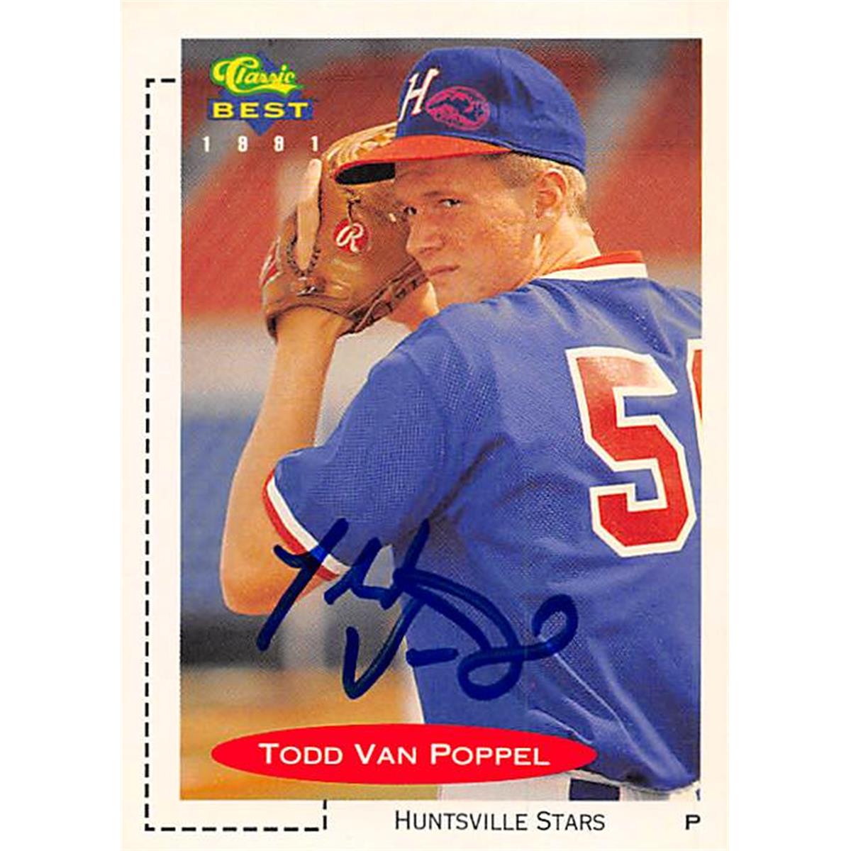 Picture of Autograph Warehouse 366499 Todd Van Poppel Autographed Baseball Card - 1991 Classic Best Minor League Rookie No. 386