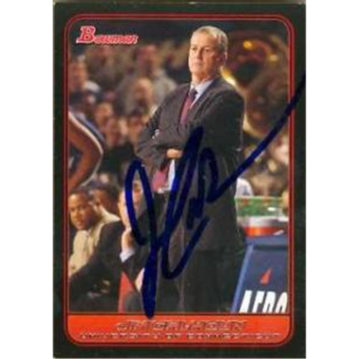 Picture of Autograph Warehouse 366547 Jim Calhoun Autographed Basketball Card - 2006 Topps Bowman No. 113