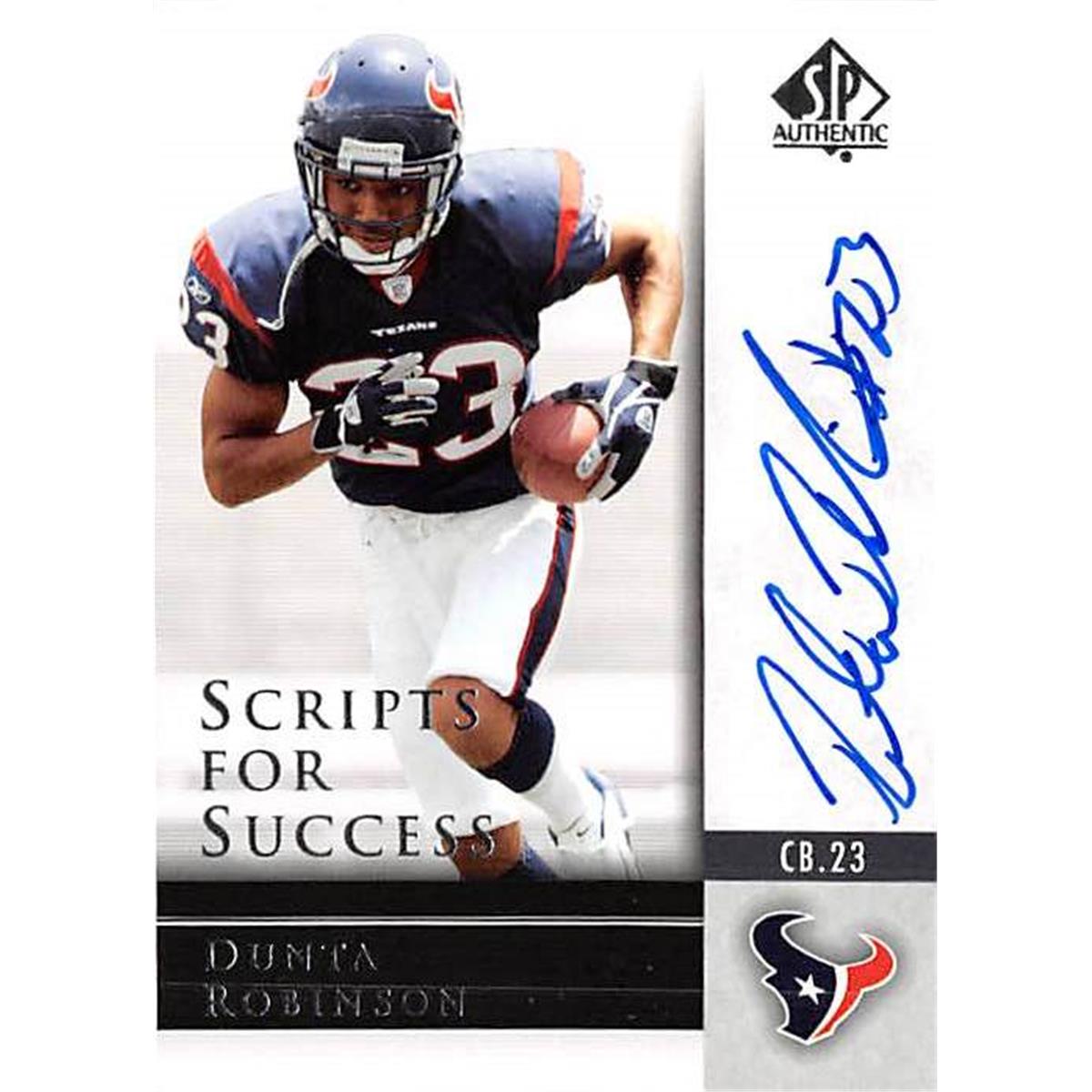 Picture of Autograph Warehouse 366577 Dunta Robinson Autographed Football Card - 2004 Upper Deck Scripts No. SSDR Rookie