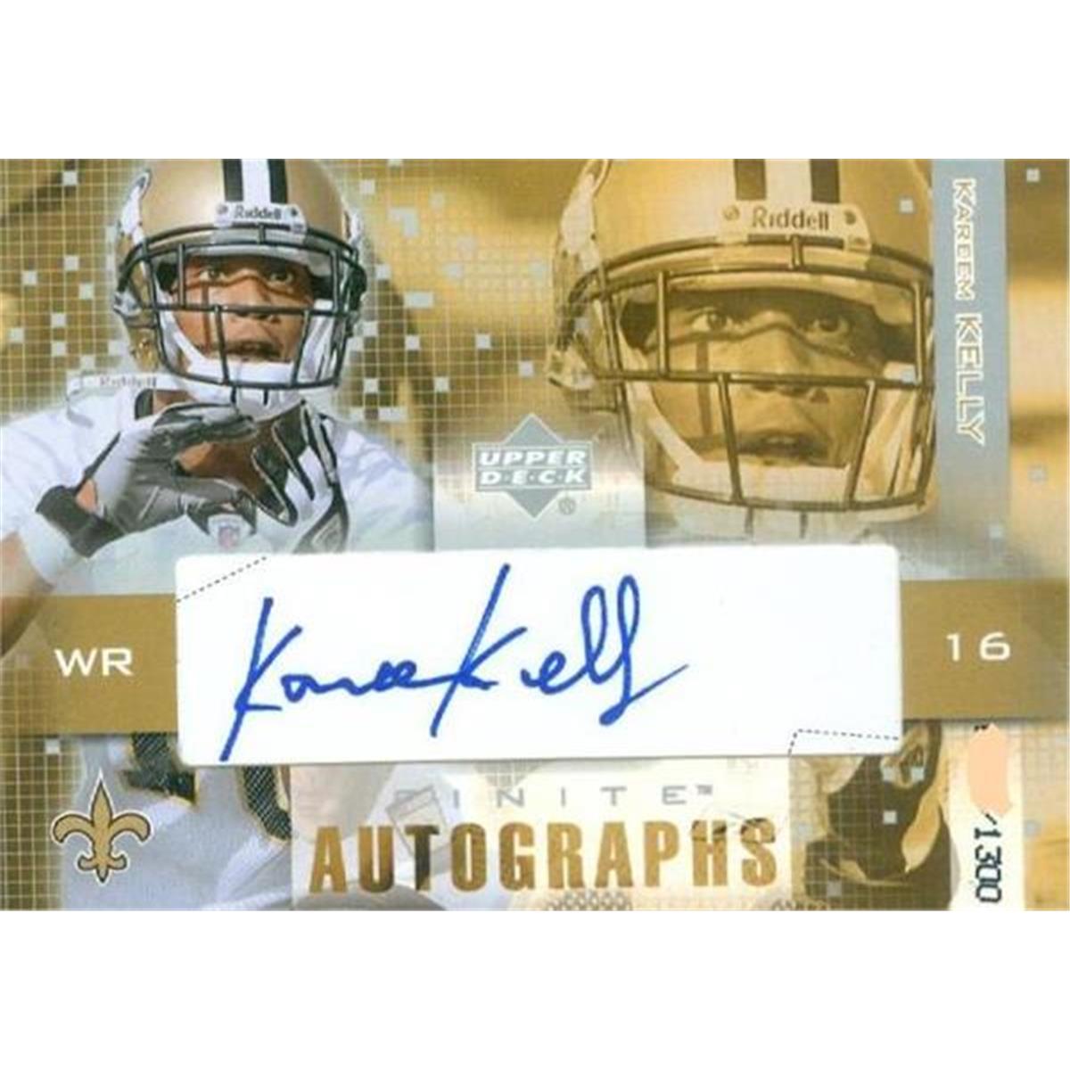 Picture of Autograph Warehouse 366613 Kareem Kelly Autographed Football Card - 2003 Upper Deck Finite No. FAKA Rookie