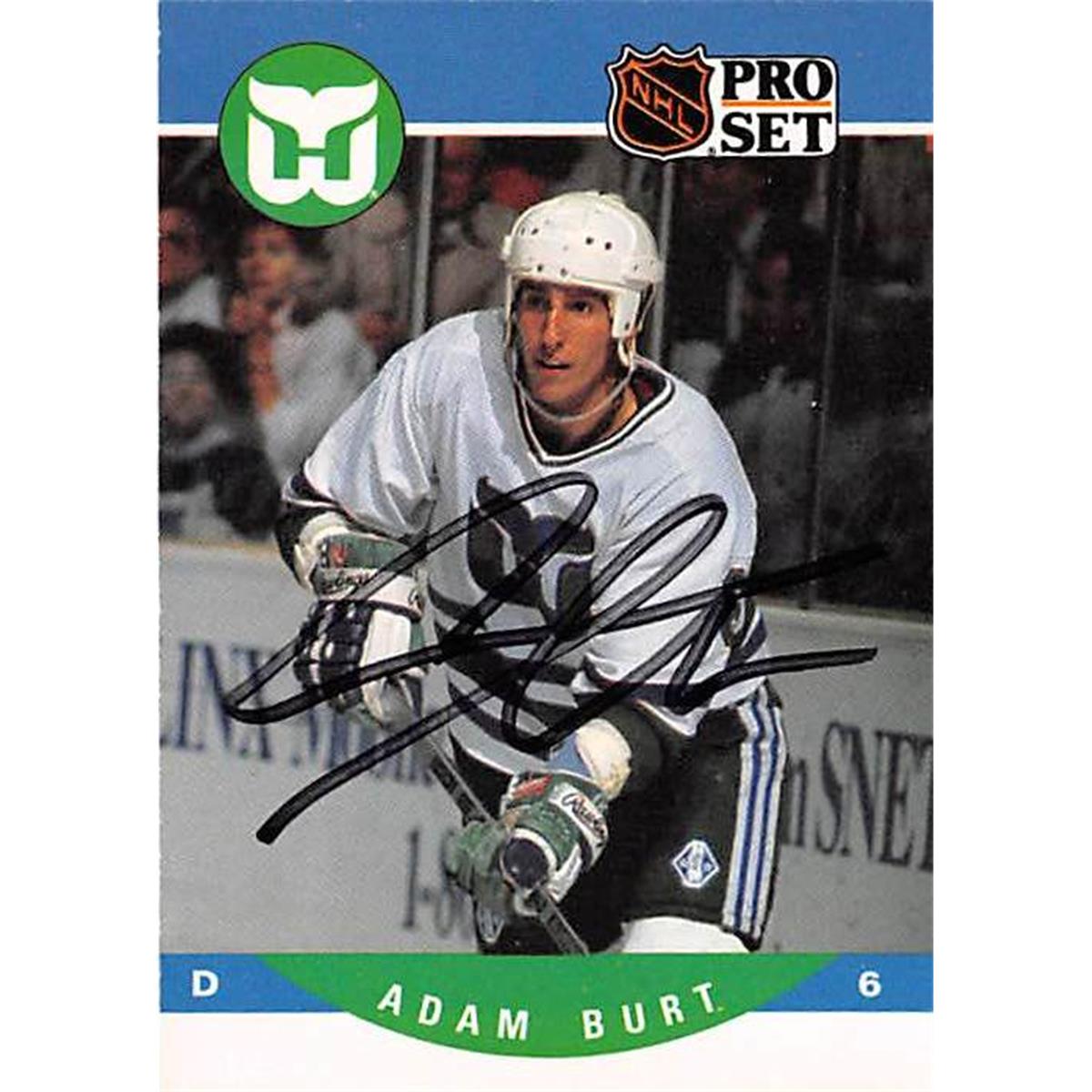 366714 Adam Burt Autographed Hockey Card - 1990 Pro Set No. 447