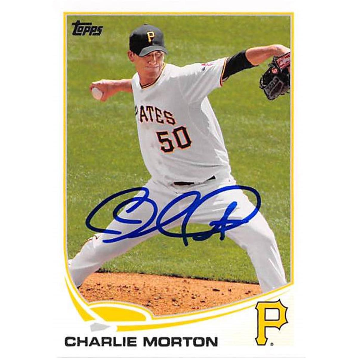 388573 Charlie Morton Autographed Baseball Card - 2013 Topps