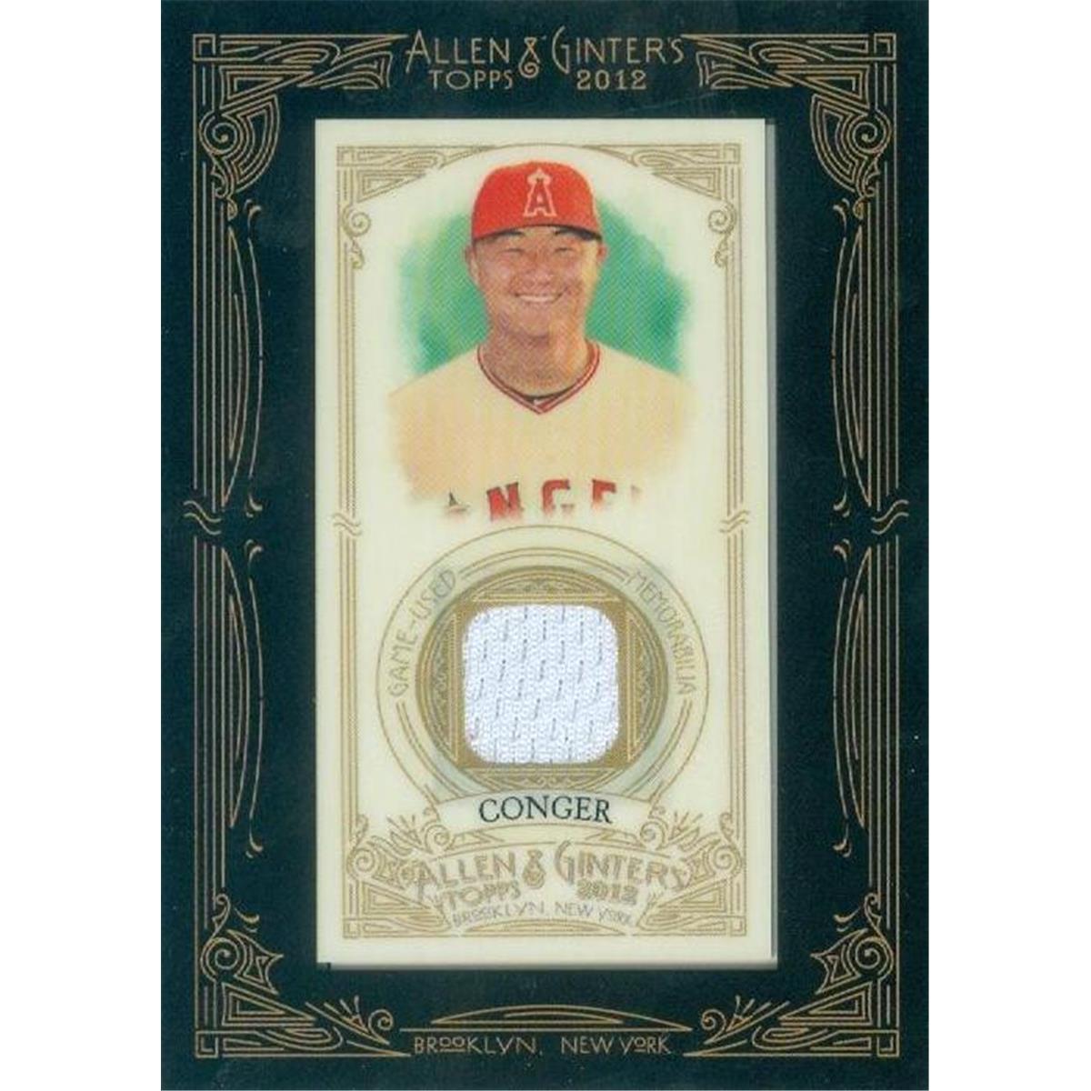 388401 Hank Conger Player Worn Jersey Patch Baseball Card - Los Angeles Angels 2012 Topps Allen & Ginters No.AGRHC