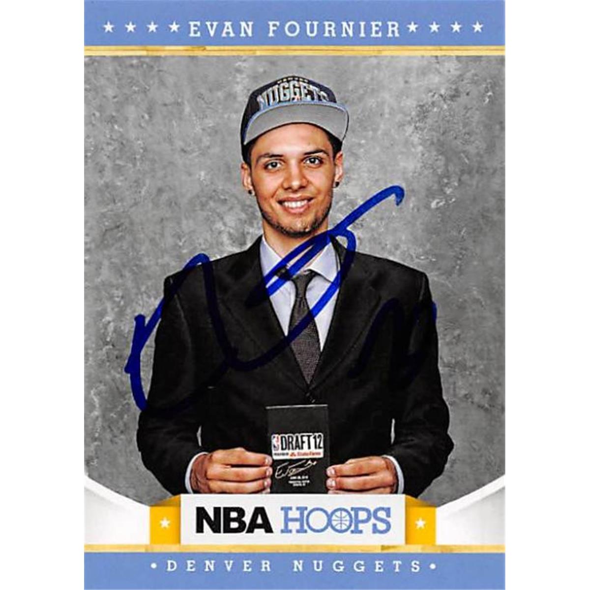 Picture of Autograph Warehouse 388439 Evan Fournier Autographed Basketball Card - Orlando Magic 2012 Panini Hoops No.290