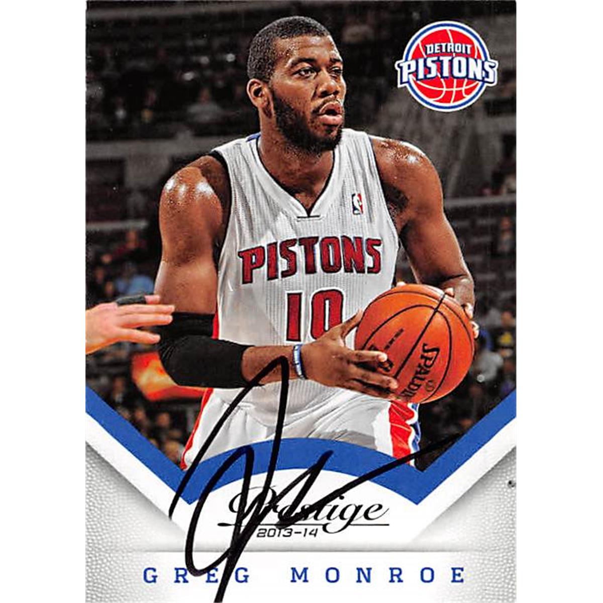 Picture of Autograph Warehouse 388492 Greg Monroe Autographed Basketball Card - Detroit Pistons 2013 Panini Prestige No.148