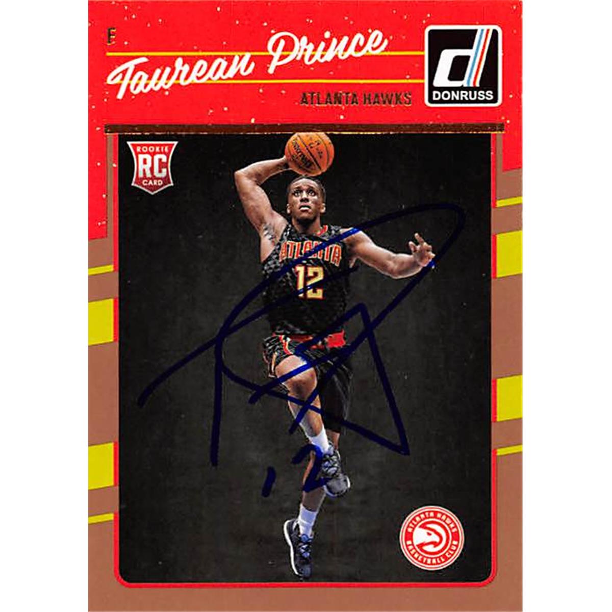 Picture of Autograph Warehouse 388494 Taurean Prince Autographed Basketball Card - Atlanta Hawks 2016 Donruss Rookie No.162