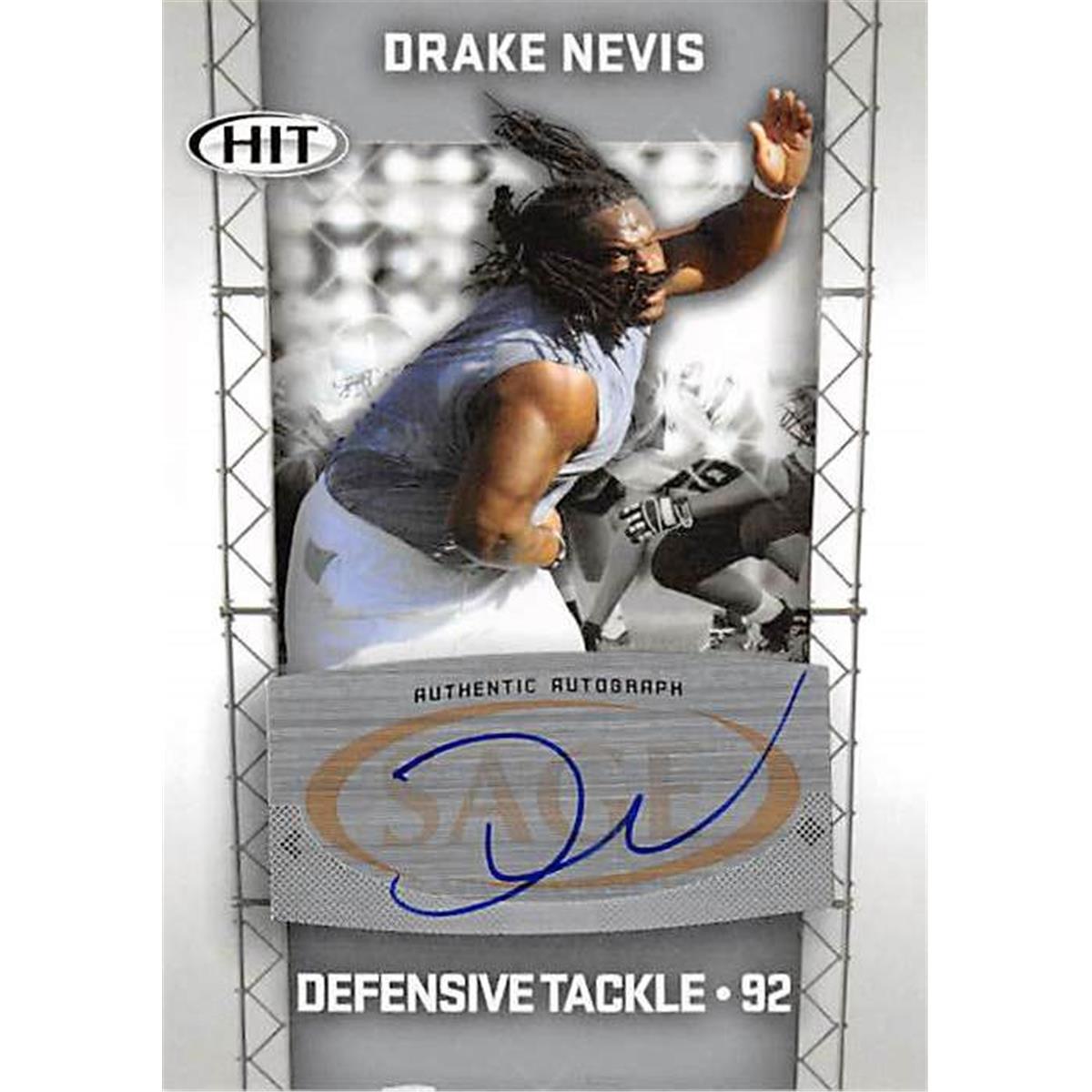 Picture of Autograph Warehouse 388545 Drake Nevis Autographed Football Card - LSU Tigers 2011 SAGE HIT No.A92 Rookie