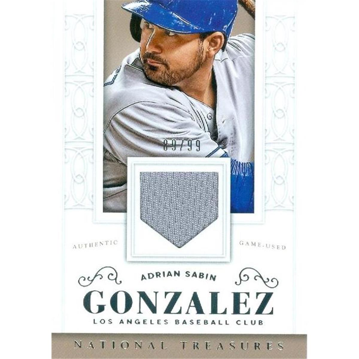 409155 Adrian Gonzalez Player Worn Jersey Patch Baseball Card - Los Angeles Dodgers 2014 Panini National Treasures No.114 LE 89-99