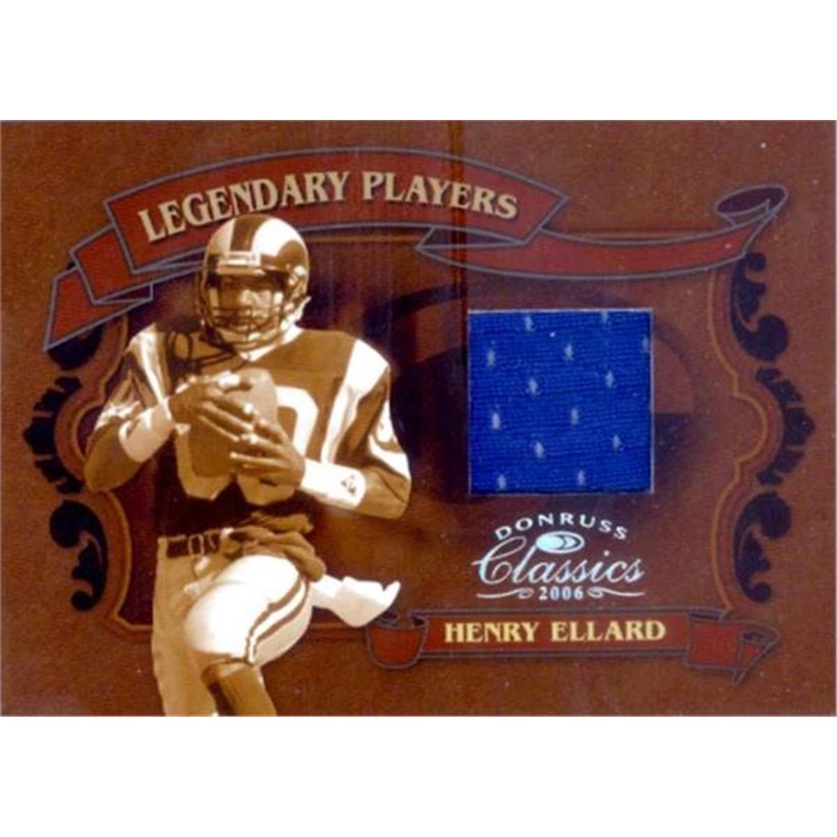 Picture of Autograph Warehouse 409207 Henry Ellard Player Worn Jersey Patch Football Card - Los Angeles Rams 2006 Donruss Classics Legendary Players No.LP12