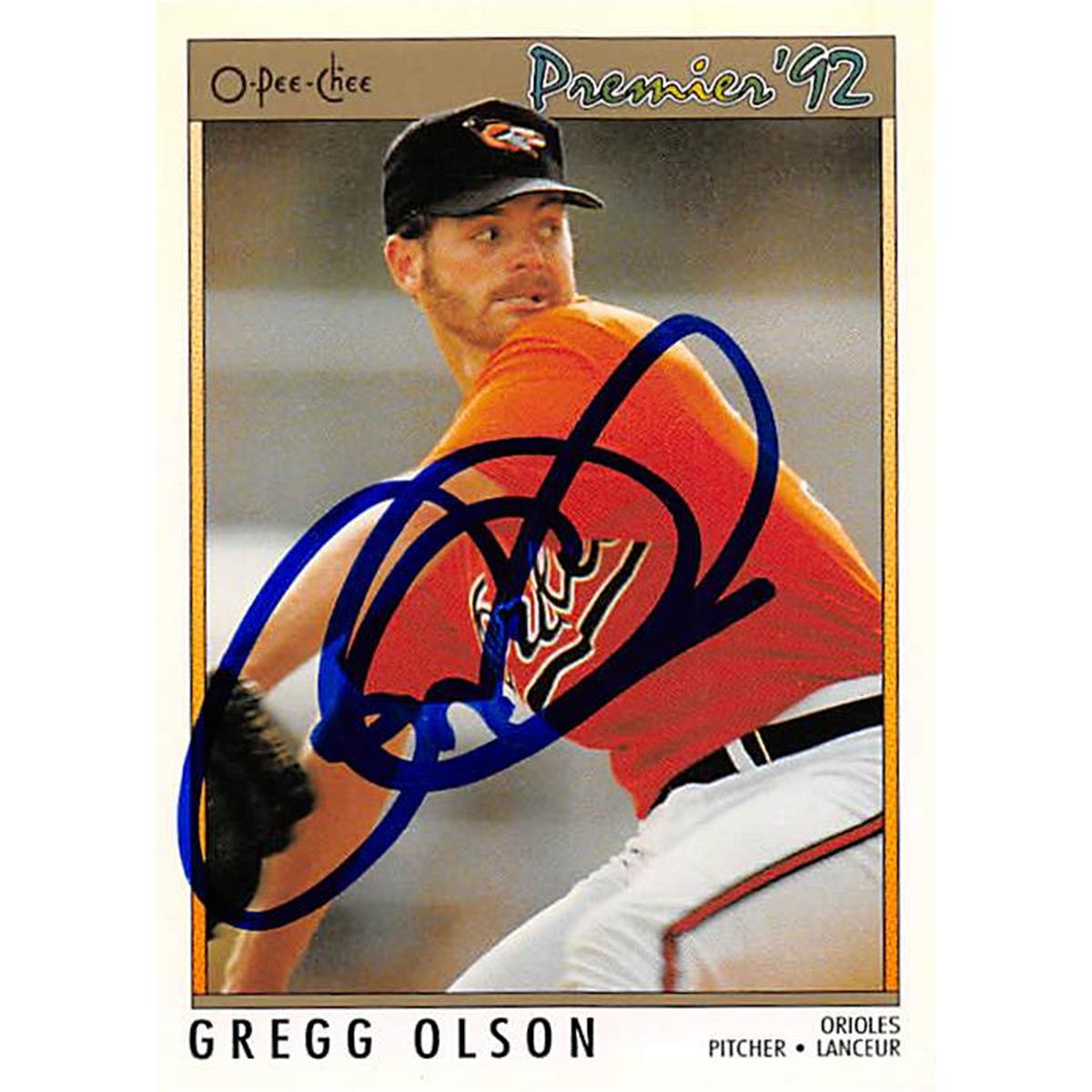 377094 Gregg Olson Autographed Baseball Card - Baltimore Orioles, SC 1992 O-Pee-Chee No.101