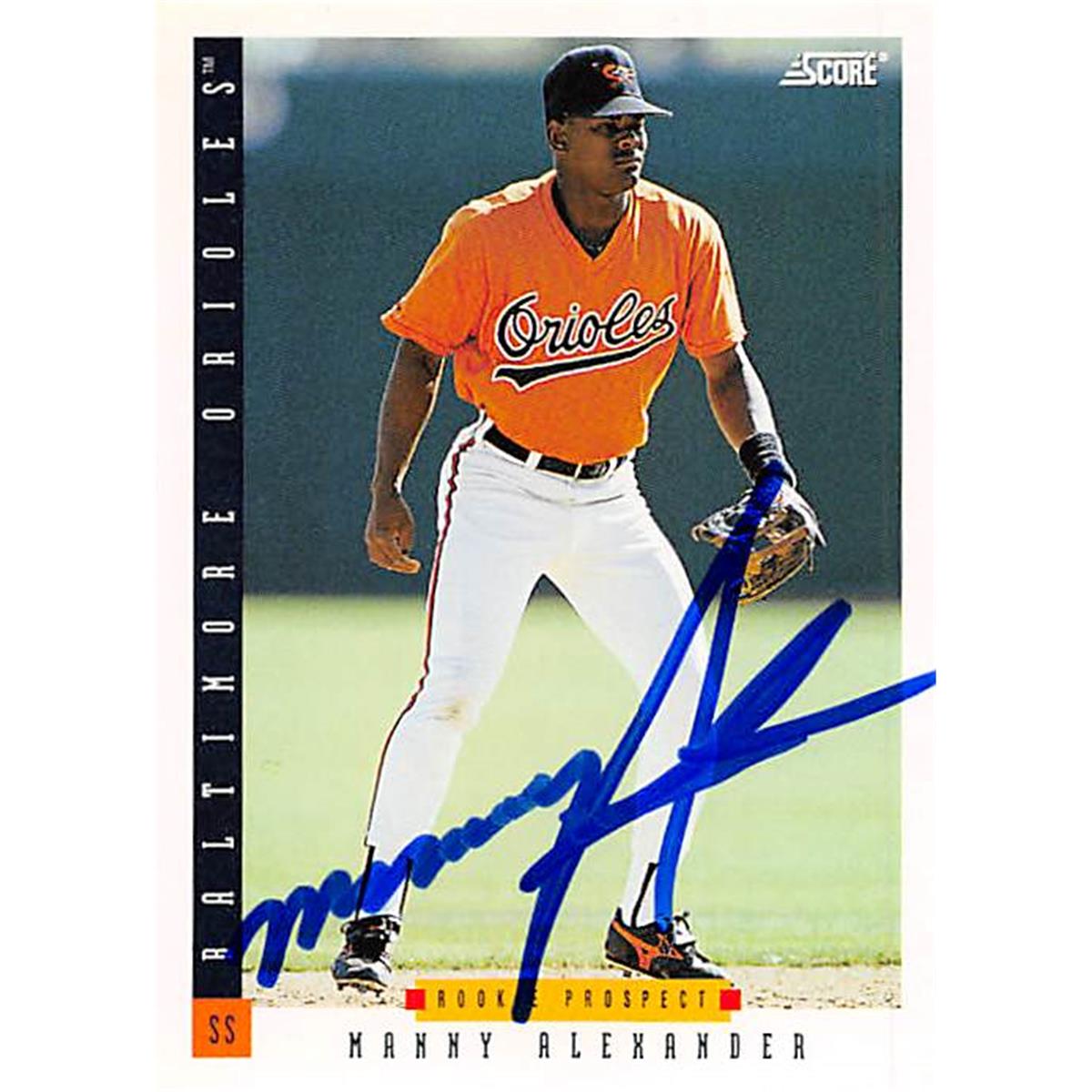 377097 Manny Alexander Autographed Baseball Card - Baltimore Orioles, SC 1993 Score Rookie No.234