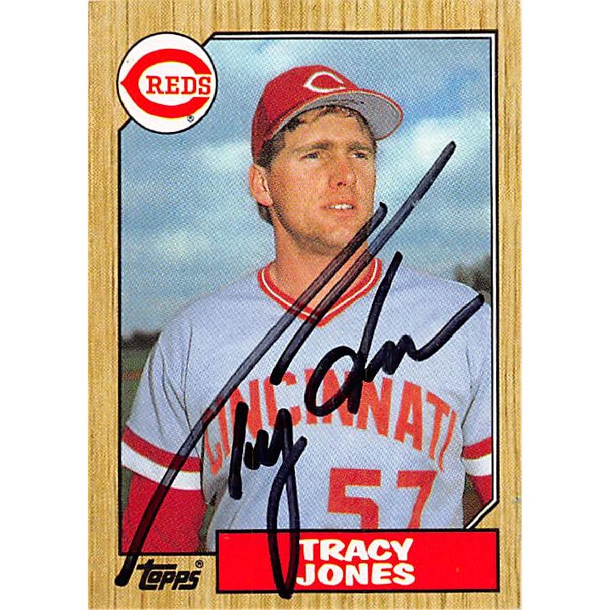 Picture of Autograph Warehouse 377112 Tracy Jones Autographed Baseball Card - Cincinnati Reds, SC 1987 Topps No.146