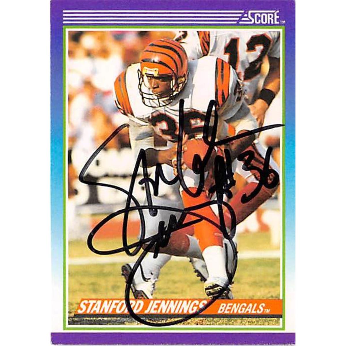 Picture of Autograph Warehouse 377222 Stanford Jennings Autographed Football Card - Cincinnati Bengals 1990 Score No.113