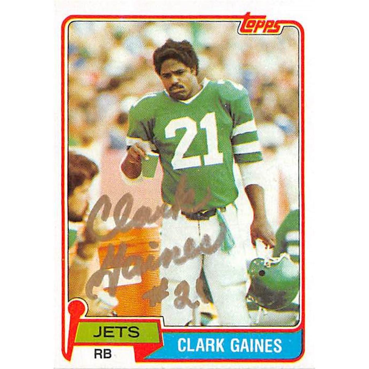 Picture of Autograph Warehouse 377243 Clark Gaines Autographed Football Card - New York Jets 1981 Topps No.144 Gold Signature
