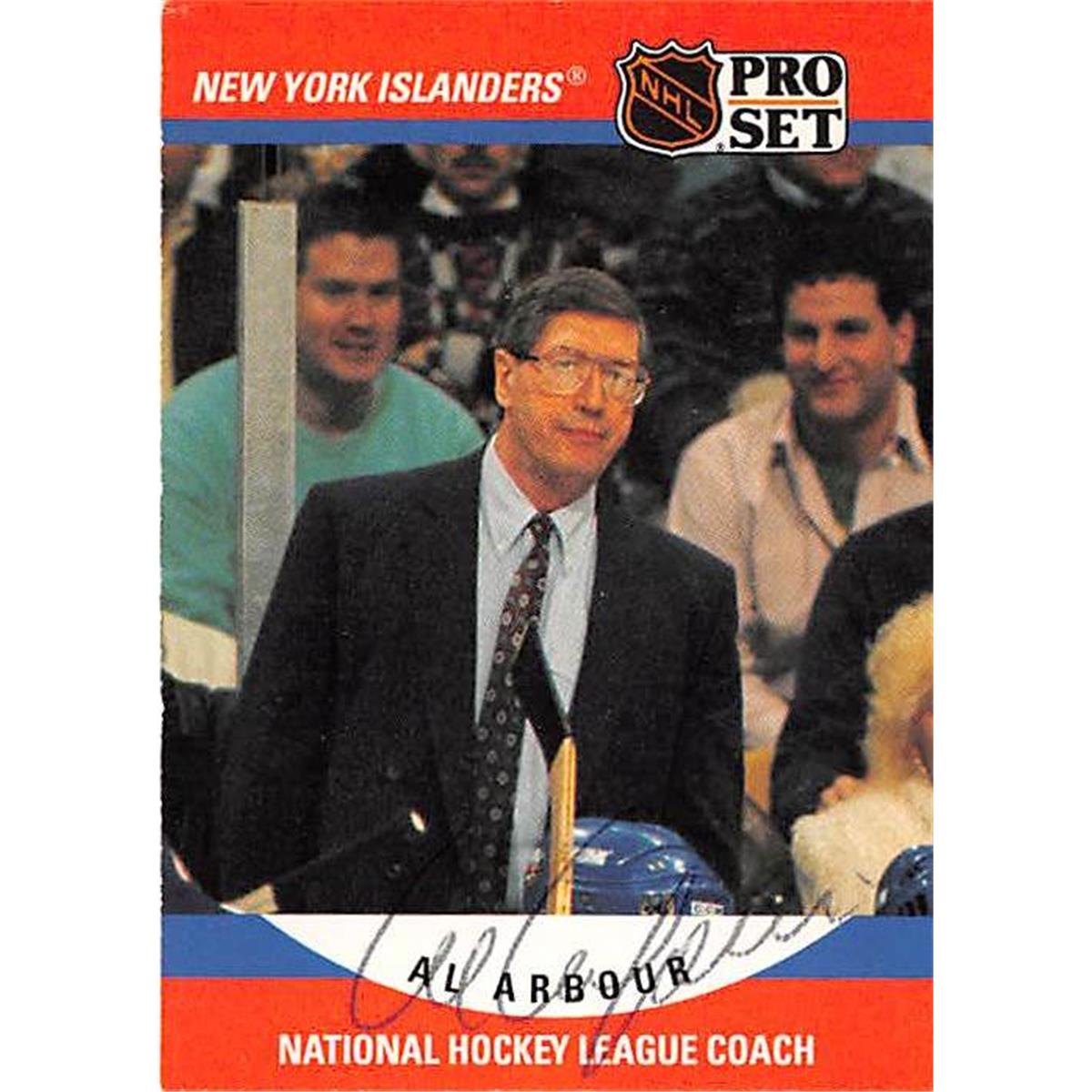 Picture of Autograph Warehouse 377436 Al Arbour Autographed Hockey Card - New York Islanders Coach Hall of Fame 67 1990 Pro Set No.671