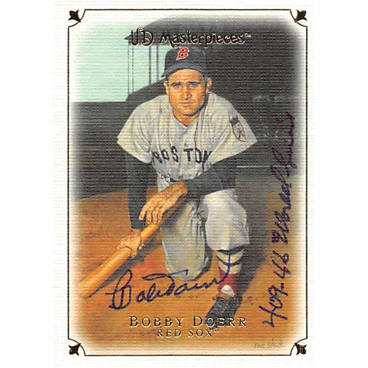 Picture of Autograph Warehouse 377845 Bobby Doerr Autographed Baseball Card - Boston Red Sox, SC 2003 Upper Deck Masterpieces No.59