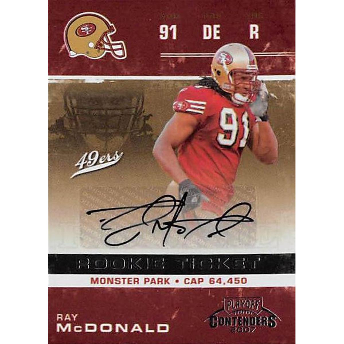 Picture of Autograph Warehouse 377937 Ray McDonald Autographed Football Card - San Francisco 49ers 2007 Playoff Contenders Rookie Ticket No.210