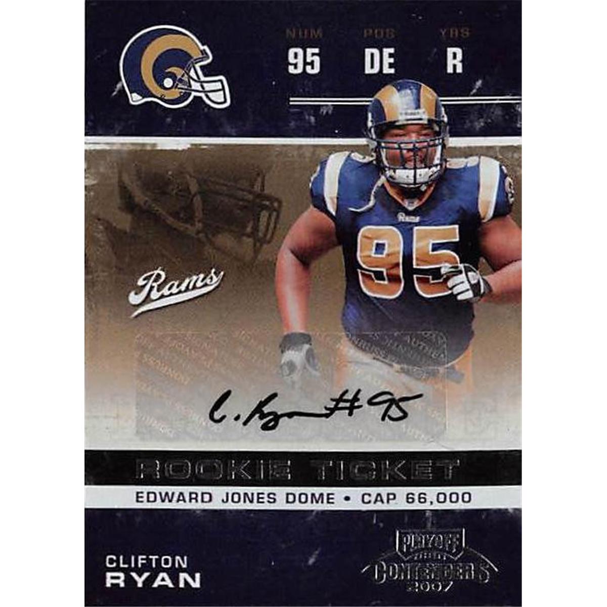 Picture of Autograph Warehouse 377941 Clifton Ryan Autographed Football Card - St. Louis Rams 2007 Playoff Contenders Rookie Ticket No.129