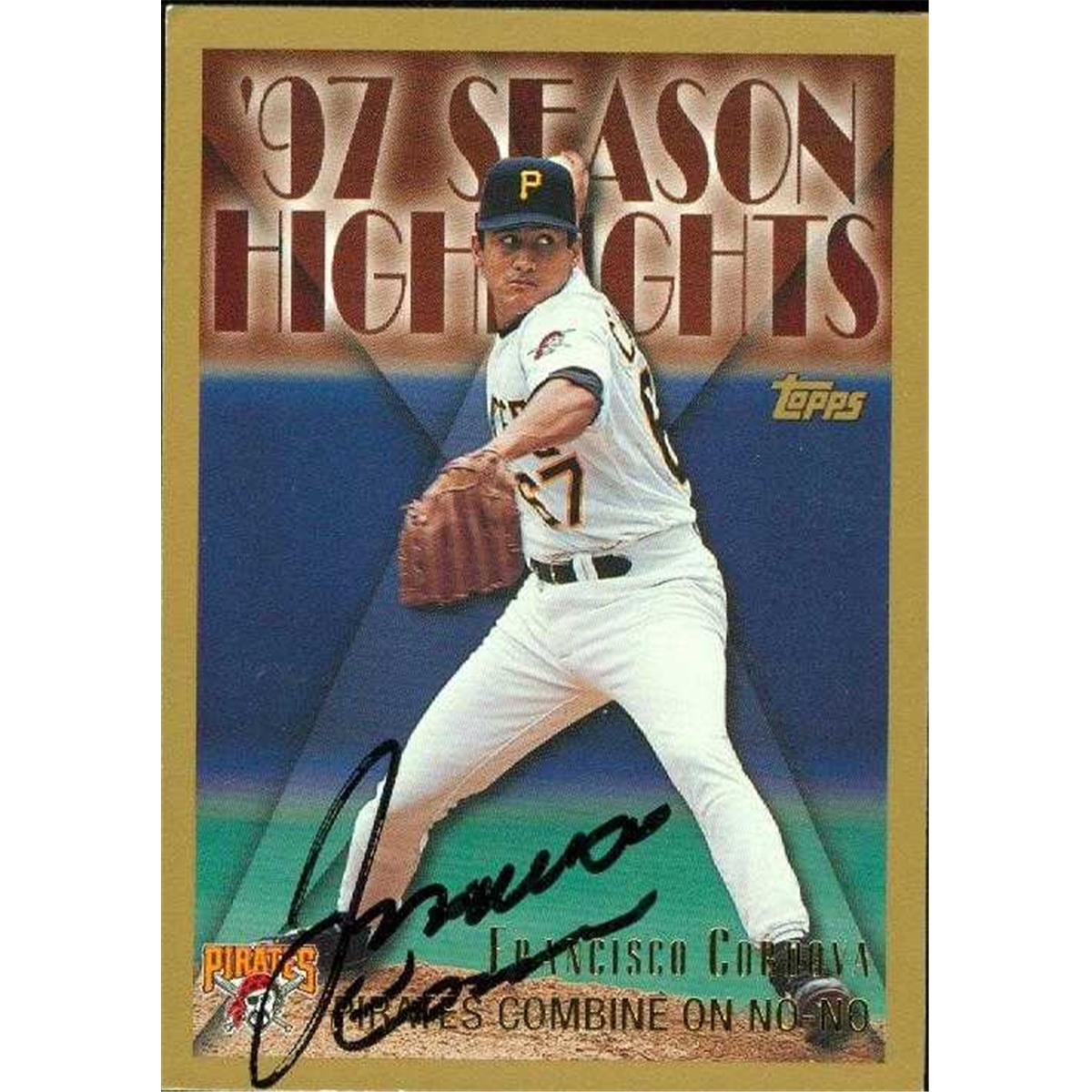 Picture of Autograph Warehouse 365422 Francisco Cordova Autographed Baseball Card - Pittsburgh Pirates 1997 Topps No.267 No Hitter