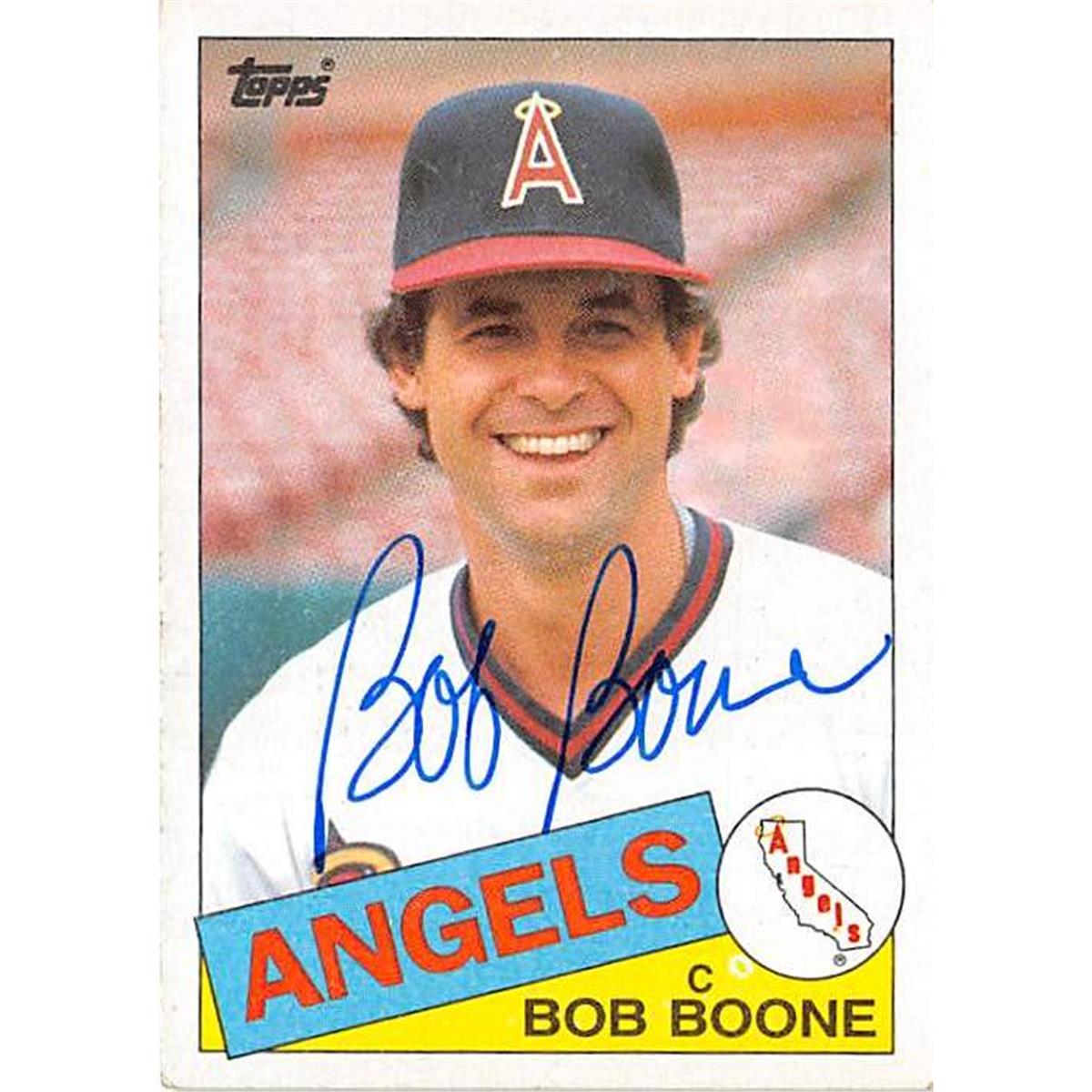 Picture of Autograph Warehouse 365557 Bob Boone Autographed Baseball Card - California Angels 1985 Topps No.348