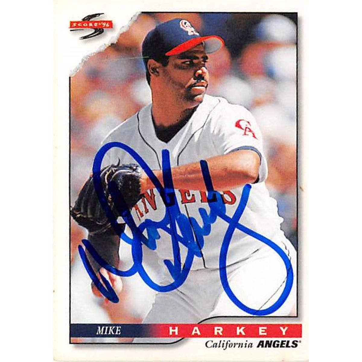Picture of Autograph Warehouse 365909 Mike Harkey Autographed Baseball Card - California Angels 1996 Score No.434