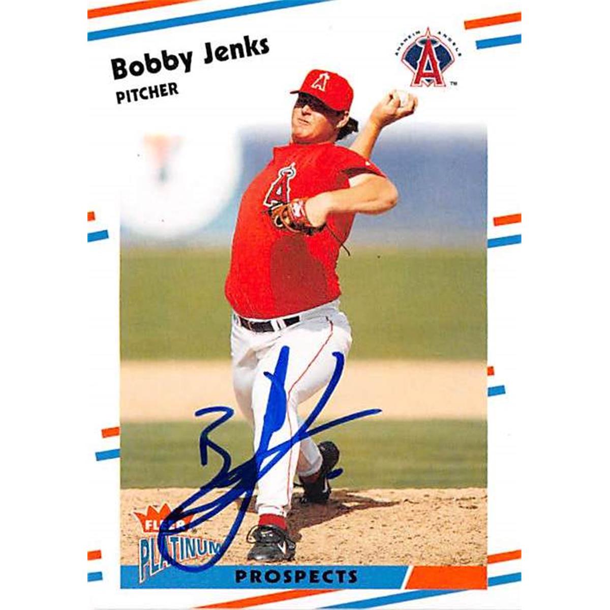 Picture of Autograph Warehouse 365934 Bobby Jenks Autographed Baseball Card - Anaheim Angels 2003 Fleer Platinum No.223
