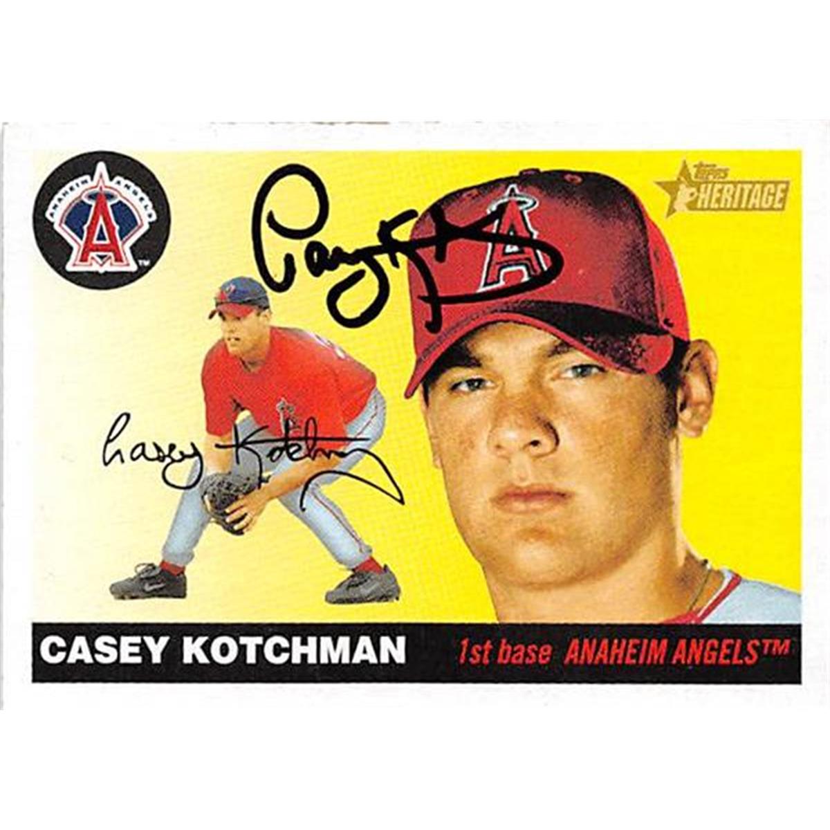Picture of Autograph Warehouse 365960 Casey Kotchman Autographed Baseball Card - Anaheim Angels 2004 Topps Heritage No.383