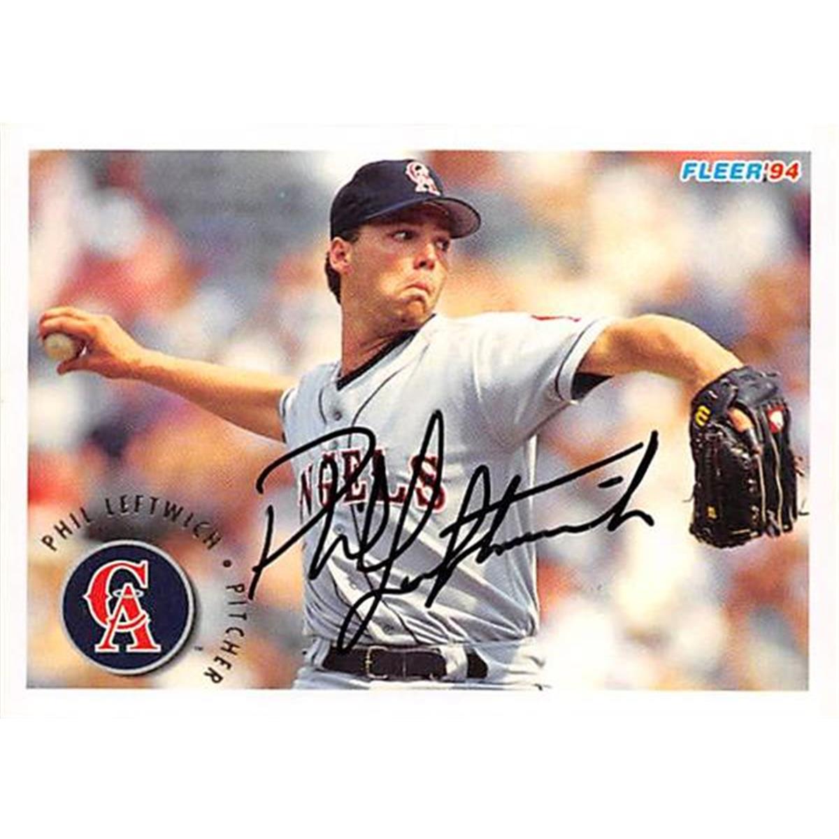 366004 Phil Leftwich Autographed Baseball Card - California Angels 1994 Fleer No.62