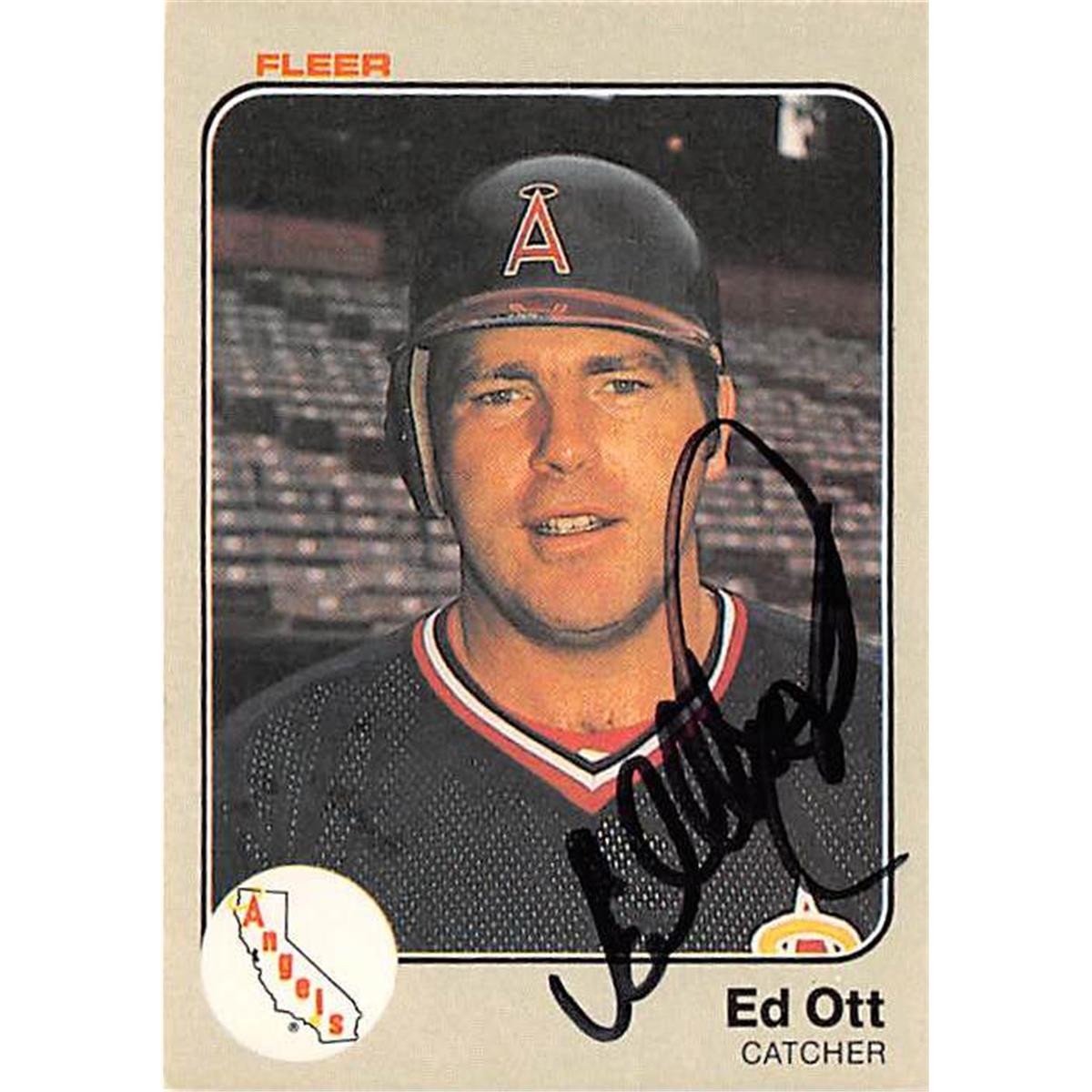 Picture of Autograph Warehouse 366103 Ed Ott Autographed Baseball Card - California Angels 1983 Fleer No.98