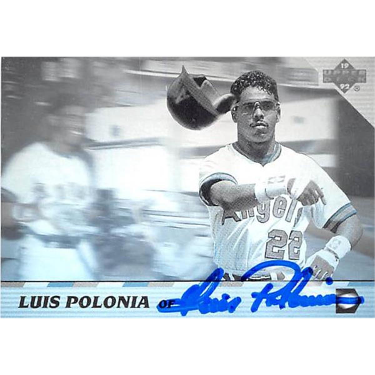 Picture of Autograph Warehouse 366164 Luis Polonia Autographed Baseball Card - California Angels 1992 Upper Dck MVP No.40 Foil