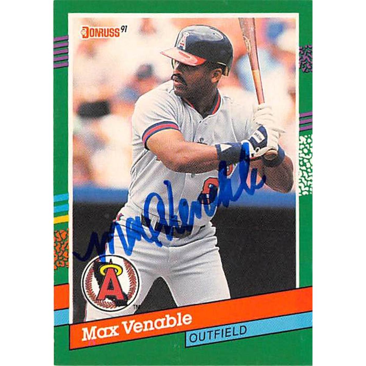 Picture of Autograph Warehouse 366339 Max Venable Autographed Baseball Card - California Angels 1991 Donruss No.510