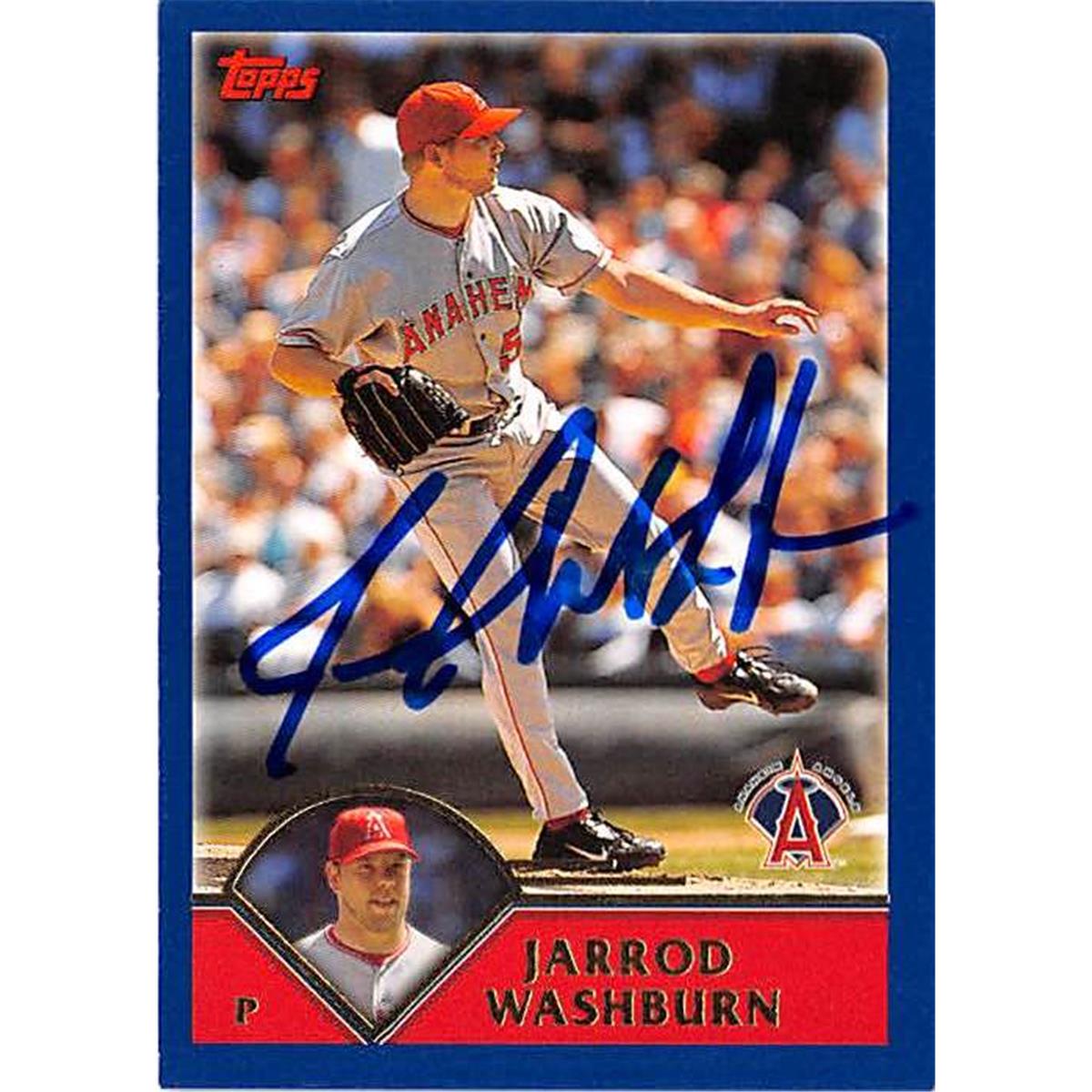 Picture of Autograph Warehouse 366346 Jarrod Washburn Autographed Baseball Card - Anaheim Angels 2003 Topps No.449