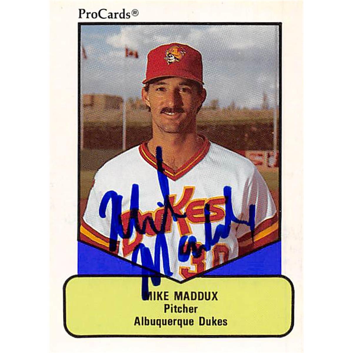 Picture of Autograph Warehouse 366442 Mike Maddux Autographed Baseball Card - Minor League, Albuquerque Dukes 1990 ProCards No.62