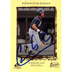Picture of Autograph Warehouse 366493 Carlos Lee Autographed Baseball Card - Birmingham Barons, White Sox 1999 Upper Deck Minor League Top Prospects No.73
