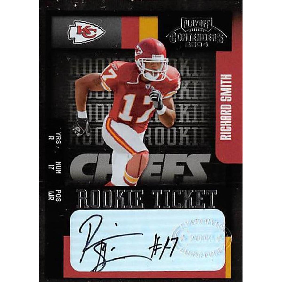 Picture of Autograph Warehouse 366588 Richard Smith Autographed Football Card - Kansas City Chiefs 2004 Playoff Contenders No.184 Rookie