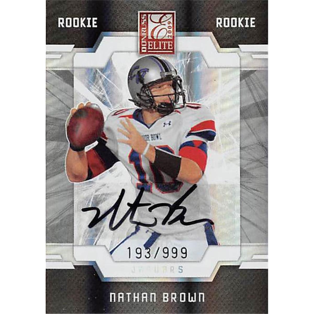 Picture of Autograph Warehouse 366603 Nathan Brown Autographed Football Card - Central Arkansas 2009 Donruss Elite Rookie No.174