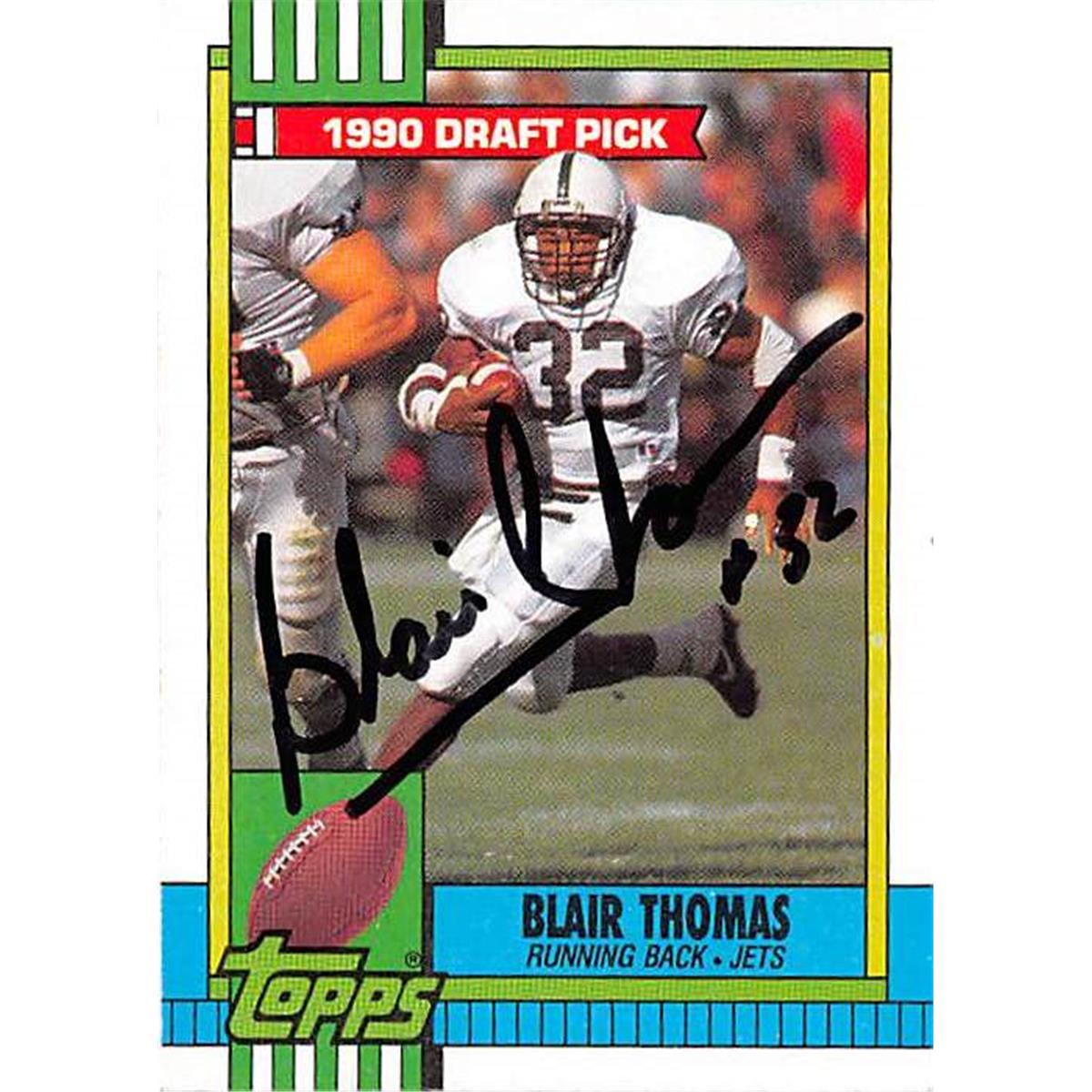 Picture of Autograph Warehouse 366644 Blair Thomas Autographed Football Card - New York Jets&#44; Penn State 1990 Topps Draft Pick No.448 Rookie