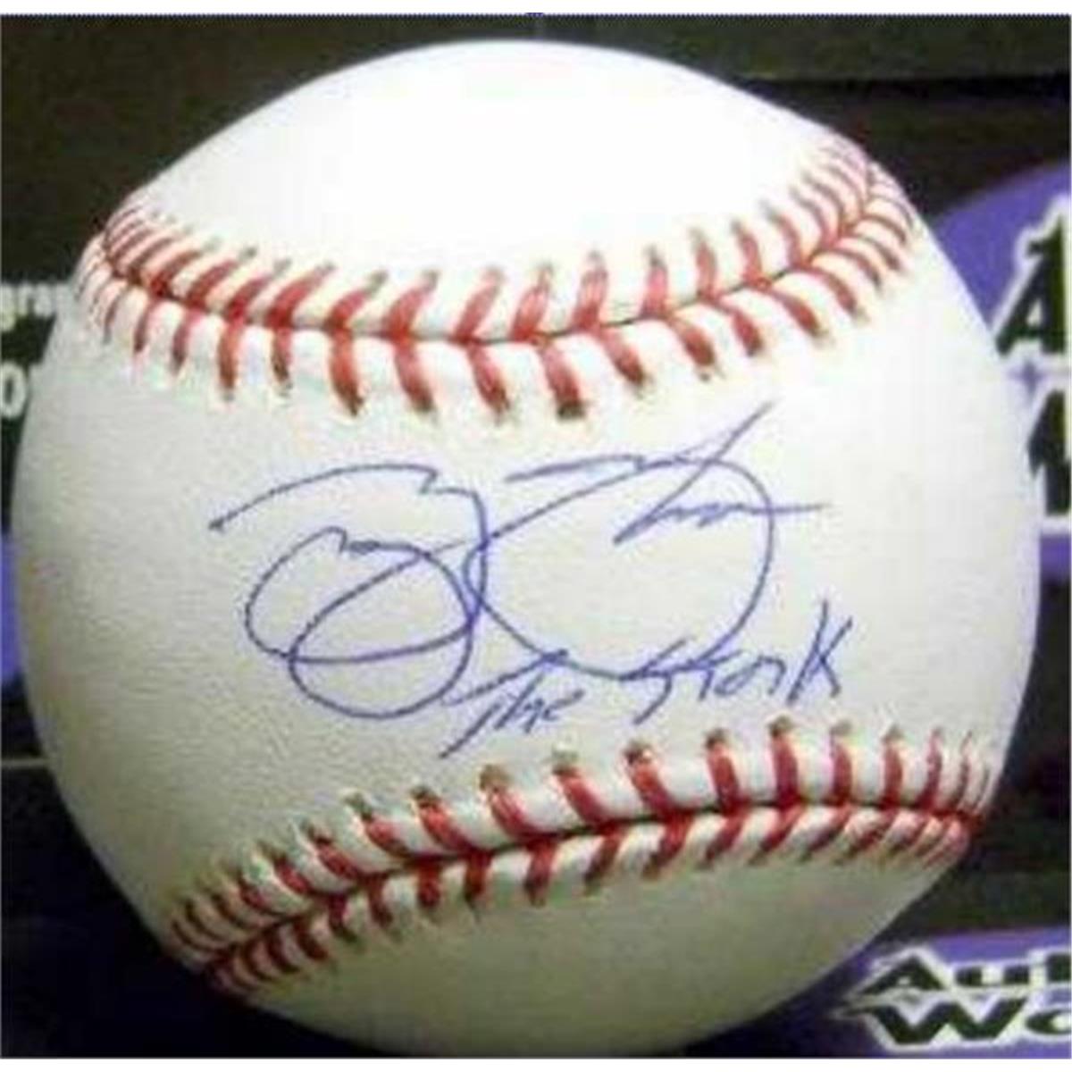 409875 George Theodore Autographed Baseball - OMLB New York Mets Nickname Added Inscribed The Stork