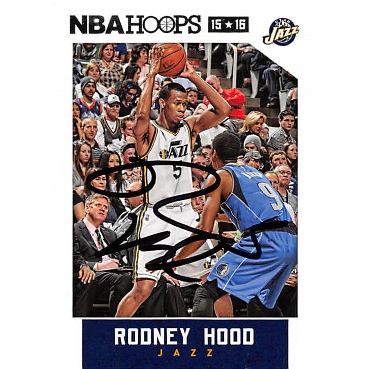 Picture of Autograph Warehouse 388474 Rodney Hood Autographed Basketball Card - Utah Jazz 2015 Panini Hoops No.98