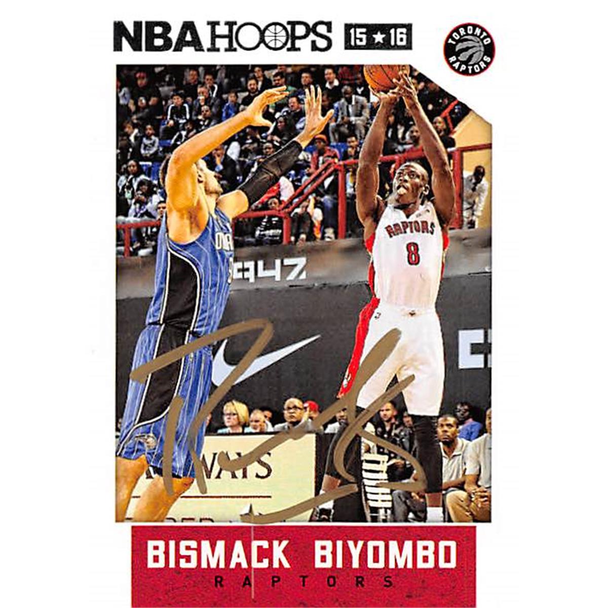 Picture of Autograph Warehouse 388496 Bismack Biyombo Autographed Basketball Card - Toronto Raptors 2015 Panini Hoops No.225