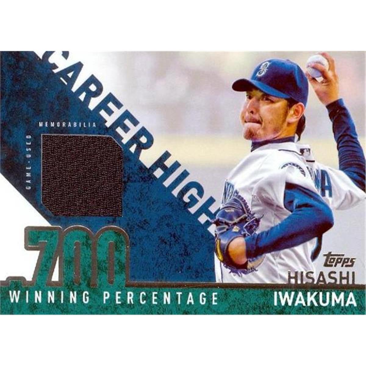 Picture of Autograph Warehouse 409152 Hisashi Iwakuma Player Worn Jersey Patch Baseball Card - 2015 Topps Career High-CRHHI