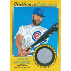 Picture of Autograph Warehouse 409160 Jason Heyward Player Worn Jersey Patch Baseball Card - 2017 Topps Clubhouse Collection Gold-CCRJH LE 13-99